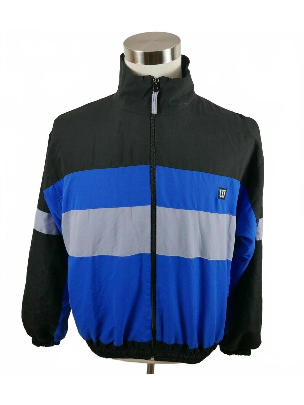 Wilson Mens Cotton Lined Polyester Full Zip Windbreaker Jacket Small Vintage